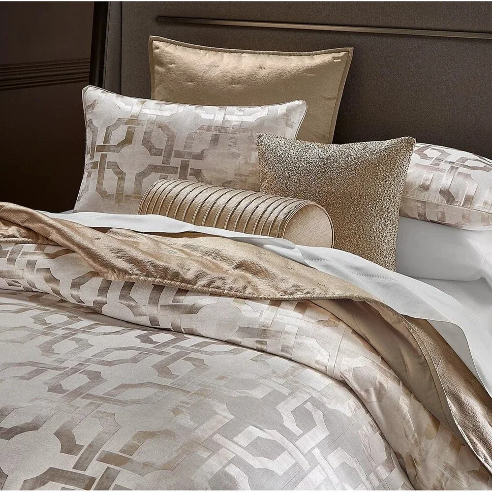 Hotel Collection Luxury Fresco 3Pc Queen Duvet Cover Set Gold Jacquard